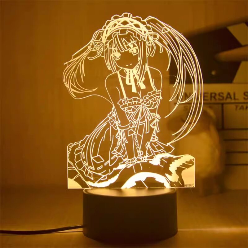 귀여운 예쁜 소녀 애니메이션 램프, 3D 야간 조명, 아크릴 Led 야간 조명, 7/16 색상, 섹시한 여성 테이블 램프, 침실 장식 선물