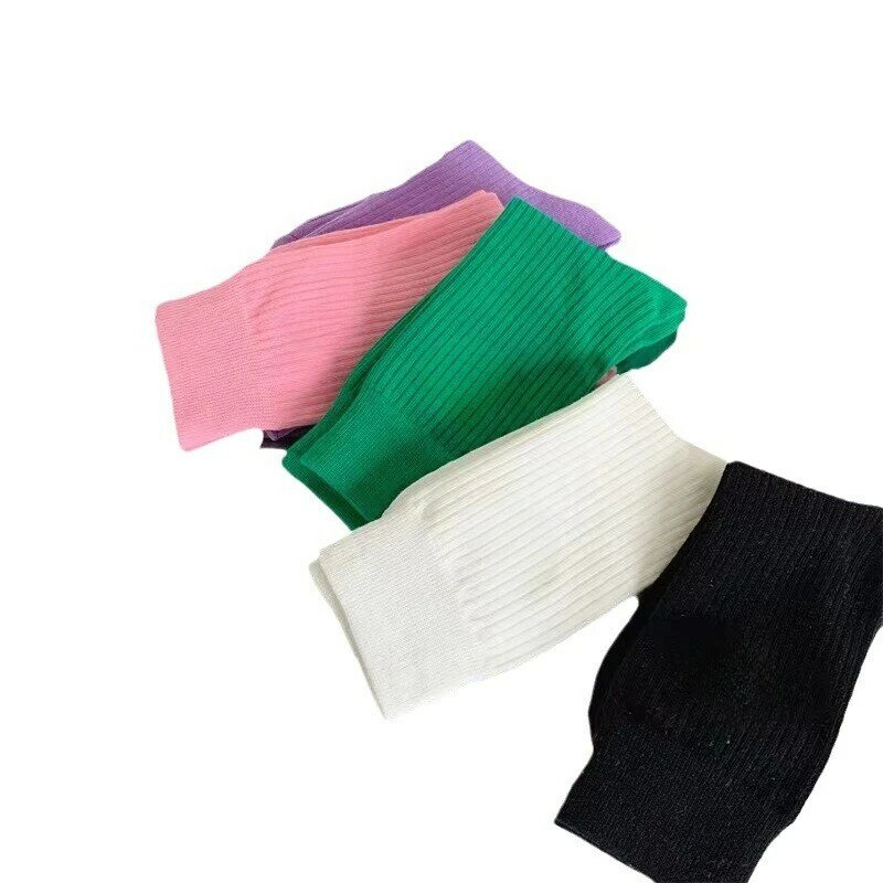 Calcetines deportivos de algodón para mujer, medias de media pantorrilla con bordado de amor, Color sólido, 1 par