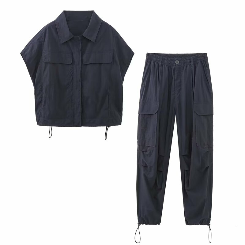 Blusa Vintage sin mangas para mujer, camisa elegante con adorno de bolsillo y paraguas, 2023