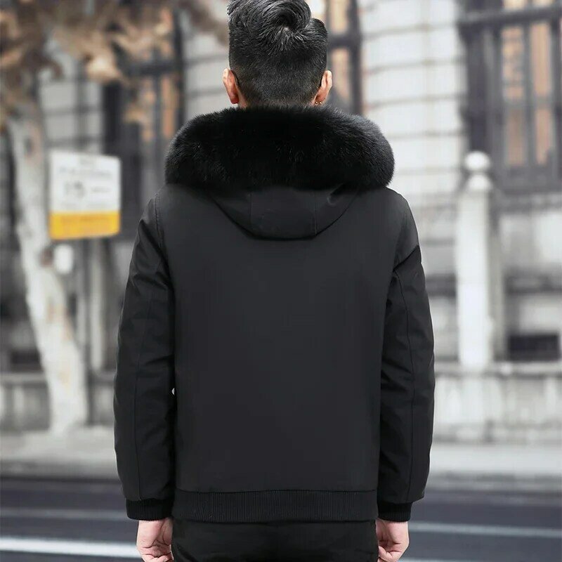 AYUNSUE Warm Mens Fur Parka Winter Jackets for Men Mink Fur Liner Coats Hooded Fur Parkas Fox Fur Collar Manteau Homme Hiver SGG