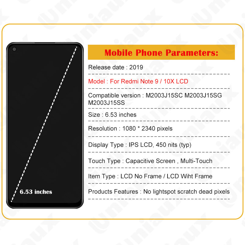 ЖК-дисплей 6,53 дюйма для Xiaomi Redmi Note 9, сменный ЖК-экран для Redmi 10X, 4G, M2003J15SG, запчасти для M2003J15SC, оригинал