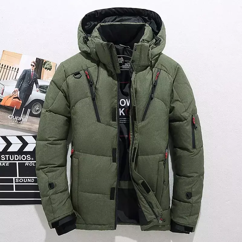 Men's White Duck Down Jacket Warm Hooded Thick Puffer Jacket Coats Male Casual High Quality Overcoat Thermal Winter Parkas Men