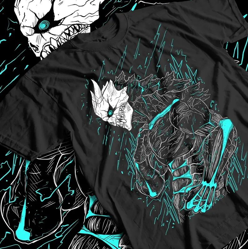 Kaiju No 8 만화 미나 시로 티셔츠, 최고의 애니메이션 그래픽 티, 블랙 셔츠