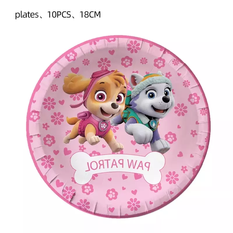 Pink Paw Patrol Girls Party Supplies Dogs Skye Balloons Cup Plate Tablecloth Toys Sticker Baby Shower Happy Birthday Decorations