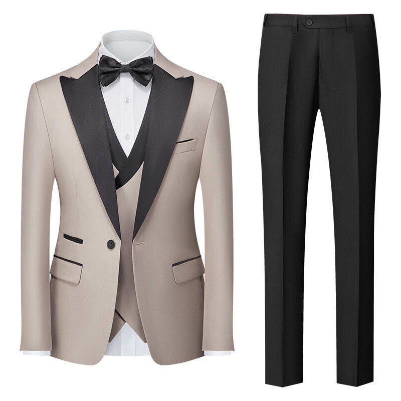 LH042 Autumn and winter new color matching large size men's suit three-piece suit trendy brand dress slim suit