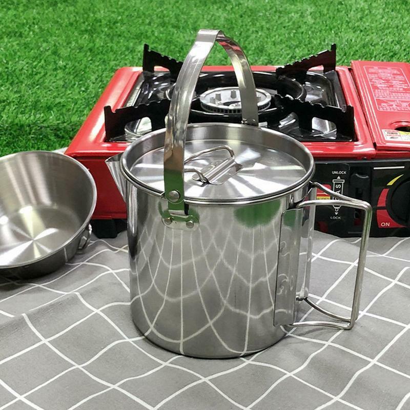 Camping Kettle Stainless Steel Coffee Maker Camping Percolator Coffee Pot Durable Coffee Maker For Campfire Stovetop Traveling