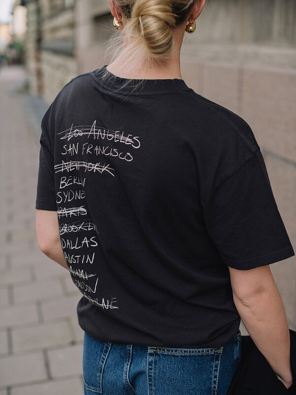 Camisetas con estampado de letras para mujer, ropa informal holgada de manga corta, moda de verano, 2024