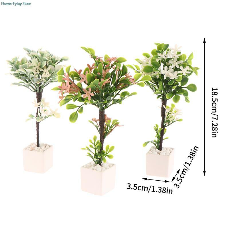 1pc 1/12 Dollhouse Green Tree Potted Model Mini Simulation Plant Potted Dollhouse Home Decoration Accessories
