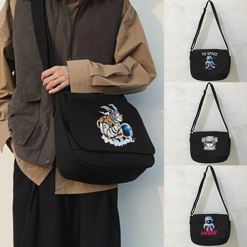 Messenger Bag Japanese Multi-function Messenger Bag Youth Harajuku College Style Portable One-shoulder Astronaut Pattern Bags