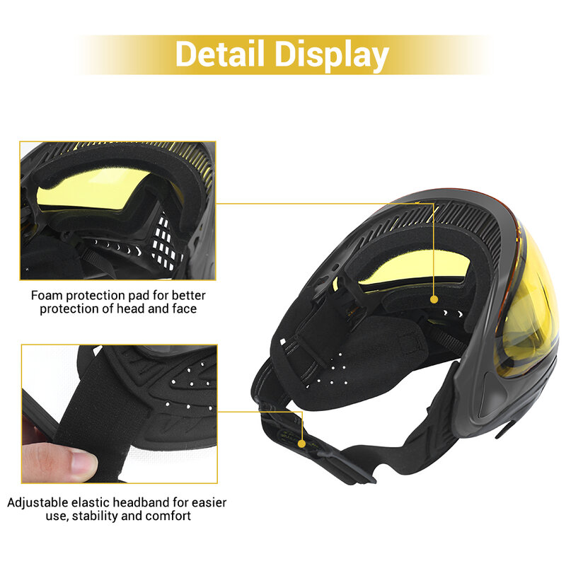 FMA F1 Masker Wajah Penuh dengan Masker Pelindung Keselamatan Paintball Lapisan Tunggal Masker Kacamata Antikabut Peralatan Airsoft Taktis Luar Ruangan