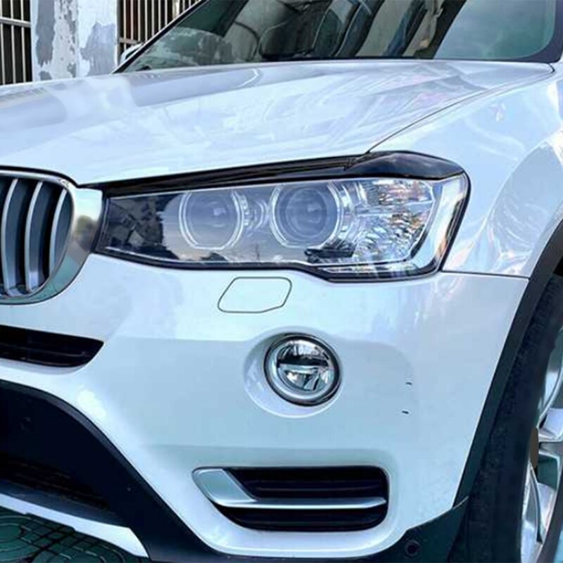 For BMW X3 F25 X4 F26 2014-2017 Resin Front Headlight Lamp Cover Garnish Strip Eyebrow Cover Trim Sticker Parts