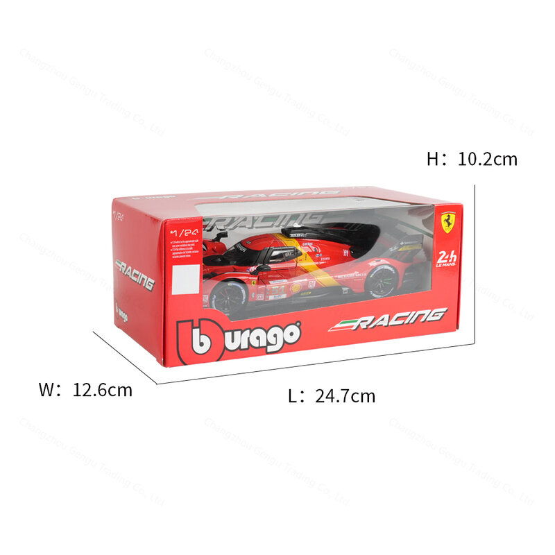 Bburago-coche deportivo de carreras Ferrari 499P LMH 2023 24H Le Mans, vehículo estático fundido a presión, modelo coleccionable, juguetes de coche, 1:24