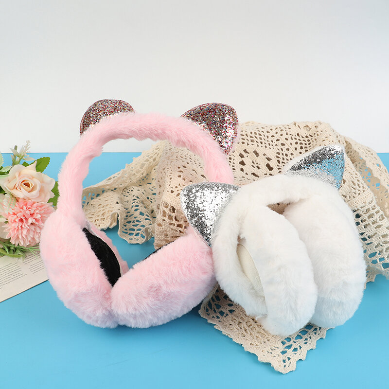 Nowe piękne zimowe ciepłe podgrzewacze ucho kota pluszowe nauszniki dla kobiet figlarne dziewczyny nauszniki ochrona przed zimnem