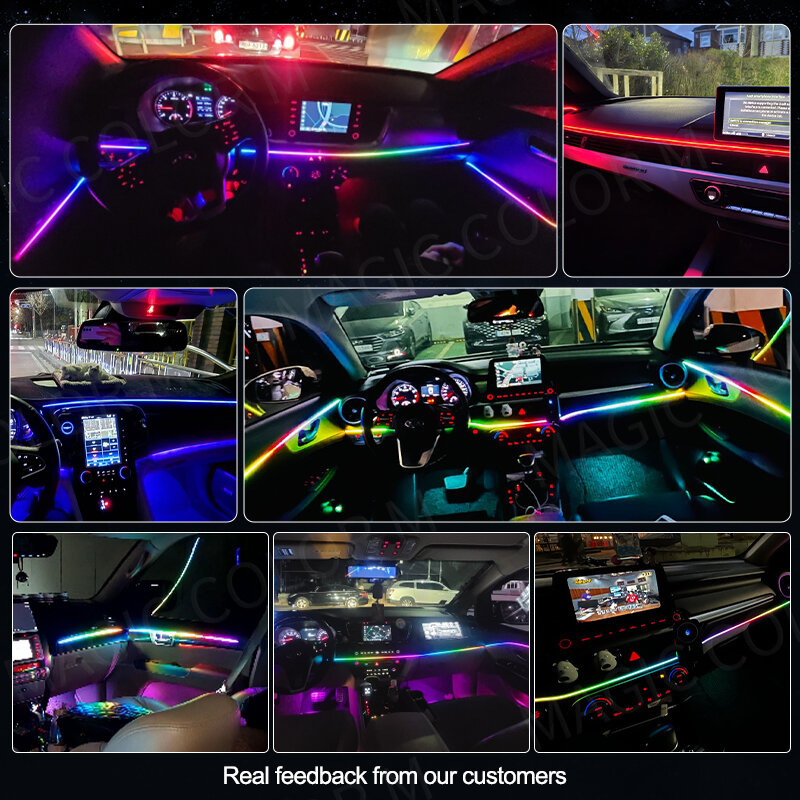 Universal LED carro luzes ambiente, RGB atmosfera lâmpada, USB, APP remoto para Tesla modelo 3, Y, S, X, Vget, 2in 1, 140 em 1, 55 em 1