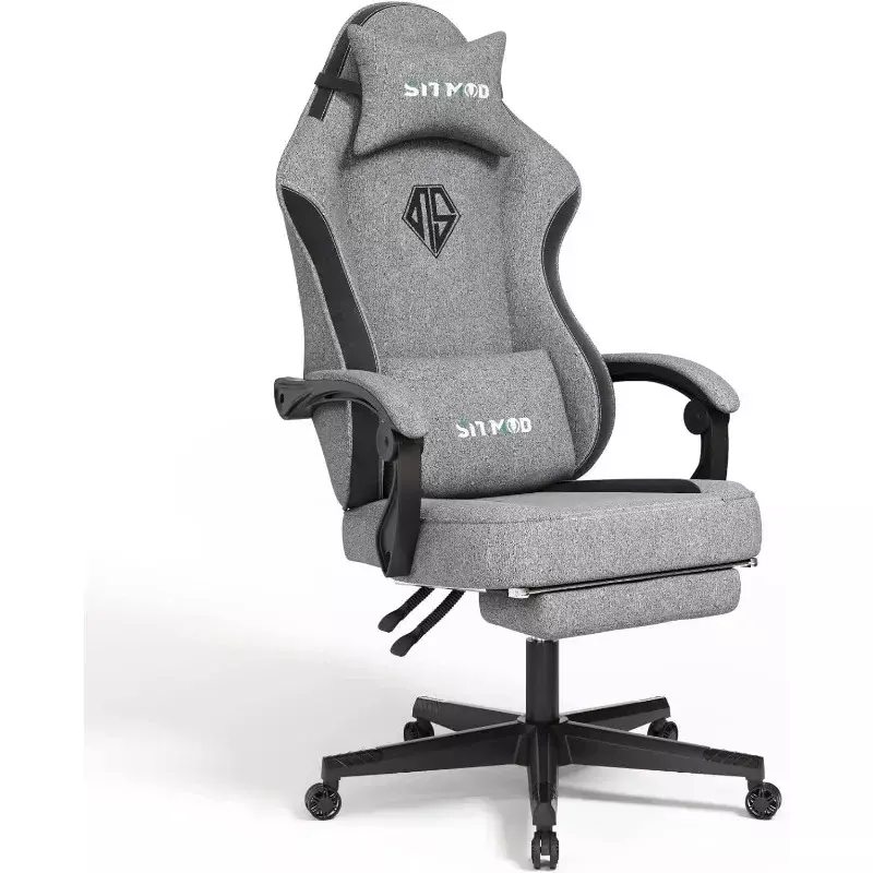SITMOD 성인용 게임용 의자, 발받침 컴퓨터, 인체 공학적 비디오 게임 의자, 등받이 및 좌석 높이 조절 의자