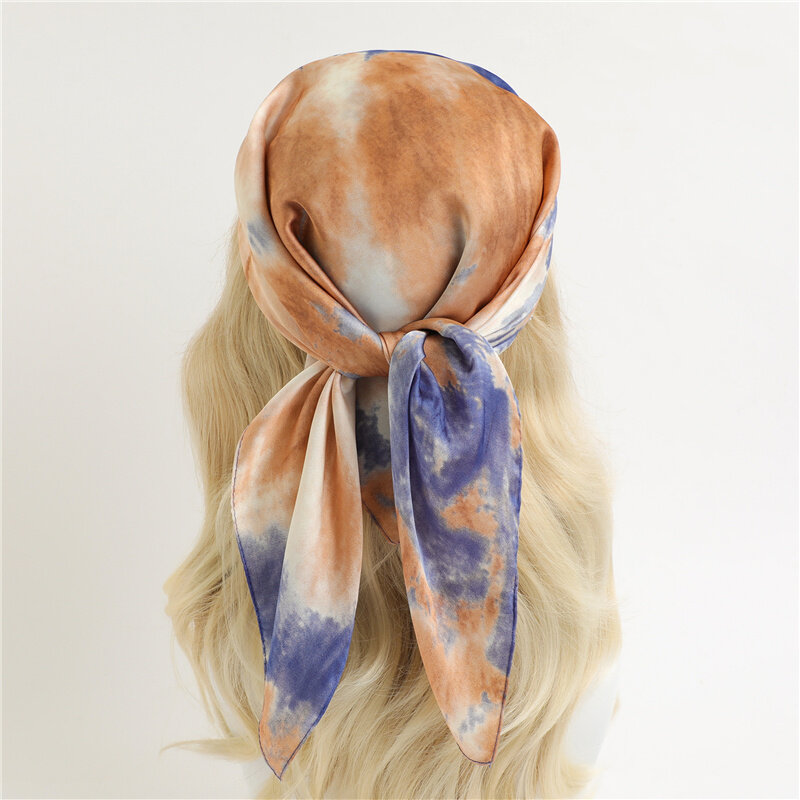 Novo design de seda cetim lenço de cabelo para mulheres luxo impressão 70cm pequeno pescoço gravata femal headkerchief hijab bandana shawla e envoltórios