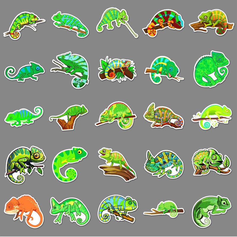 Pegatinas de dibujos animados de la serie camaleón, 50 piezas, grafiti, adecuado para cascos de ordenador portátil, decoración de escritorio, pegatinas DIY, juguetes al por mayor