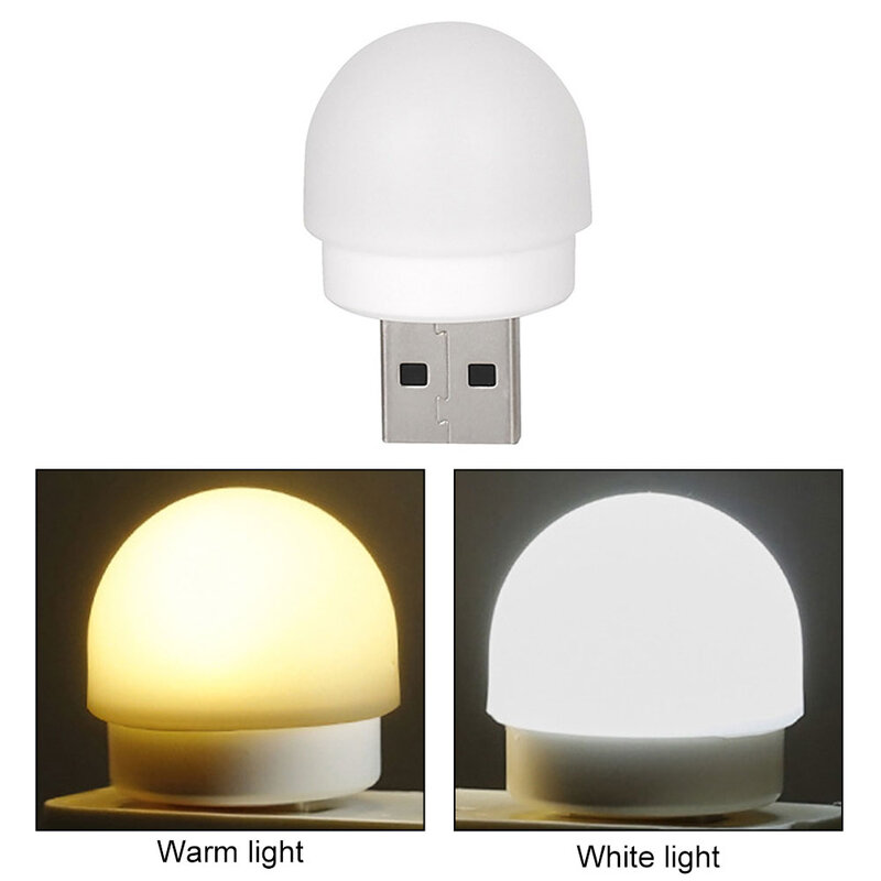 Veilleuse LED USB portable, lumière blanche chaude, ampoule enfichable, lumière de l'environnement domestique, veilleuse de lecture à économie d'énergie, 1 PC