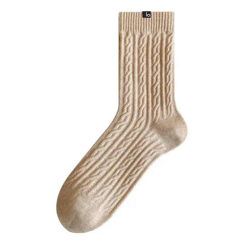 LO YOGA Winter Warm Cotton Long Tube Deodorizing Socks Thick Relief Pattern Women's Seamless Thread Socks