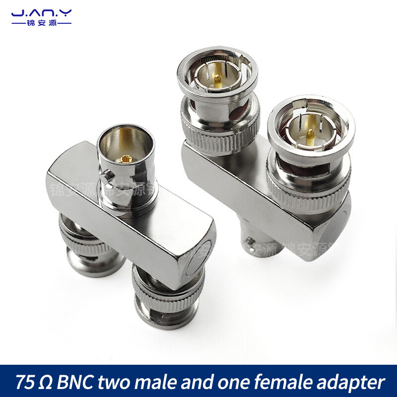 75 Ω pure copper nickel plated BNC one female to two male adapter SDI RF coaxial signal Y-shaped three-way Q9 connector