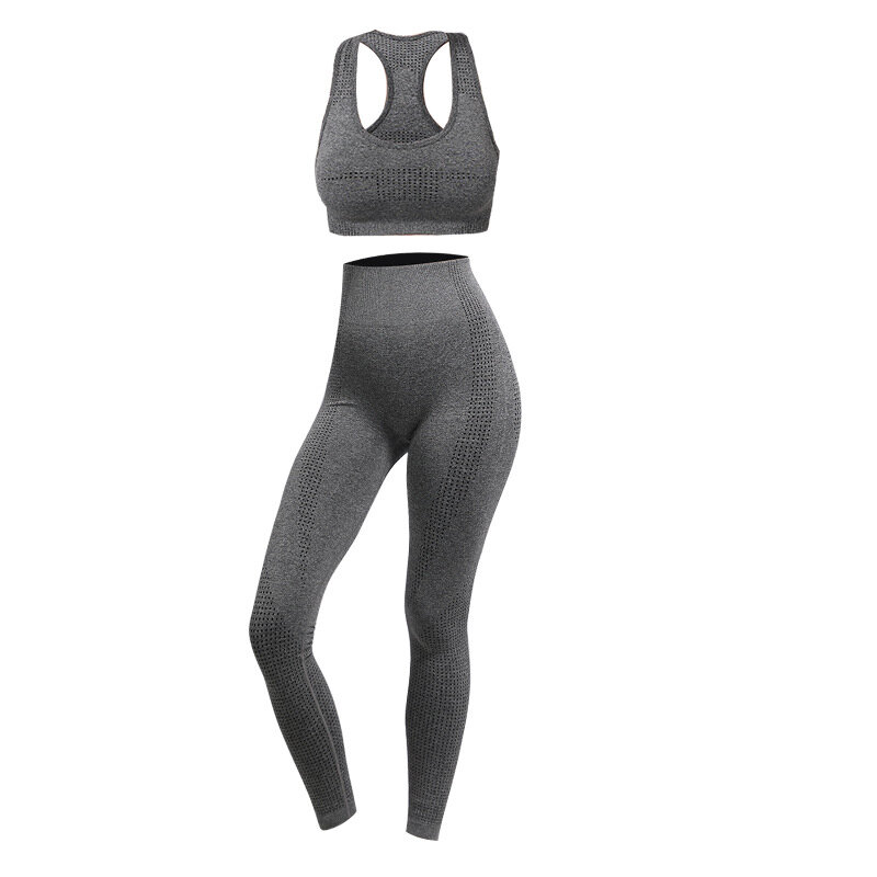 Leggings mit hoher Taille und Crop Top zweiteiliges Set Yoga-Kleidung setzt Frauen nahtlose Fitness-Workout-Outfits Fitness-Trainings anzüge
