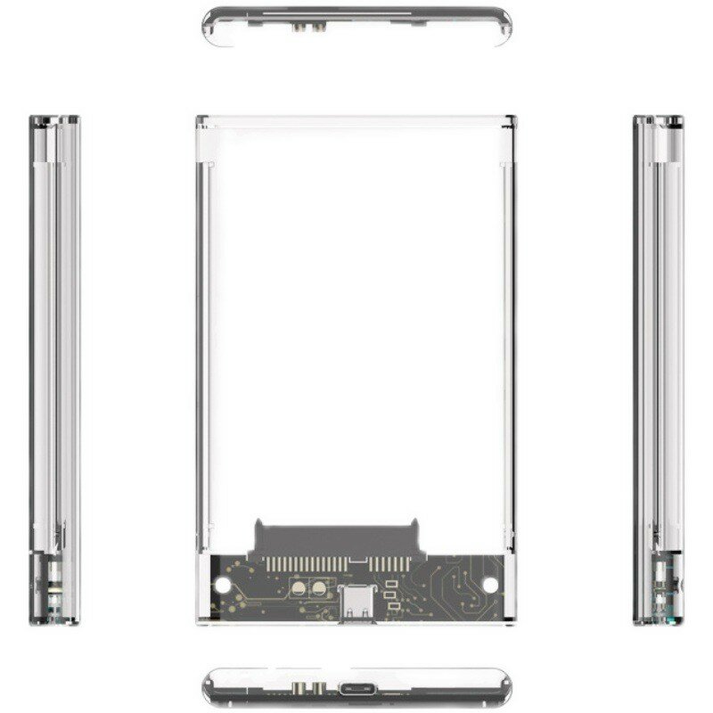 Transparente HDD-Gehäuse Caddy-Box HDD-Gehäuse 2,5 SSD Sata zu USB 3,0 Typ-C 3,1 Adapter externe Festplatte Box