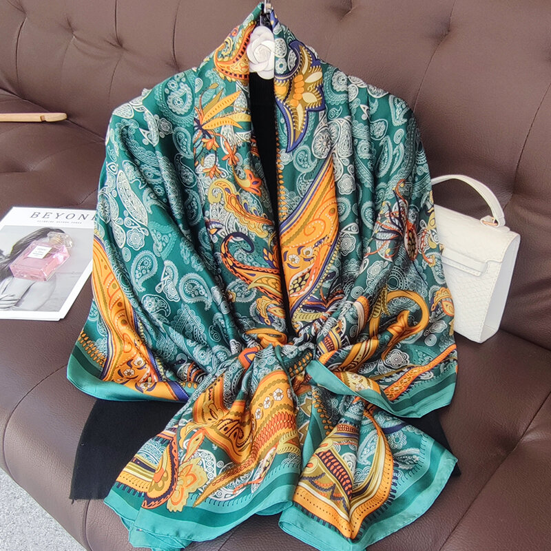 2023 New Women Silk Scarf Fashion Spring Summer Large Shawl Wrap Foulard Female Soft Ladies Bandanna Muffler Hijab Free Shipping