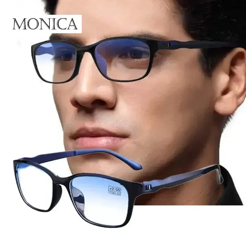 Okulary do czytania mężczyźni Anti Blue Rays okulary do czytania Antifatigue okulary komputerowe z + 1.5 + 2.0 + 2.5 + 3.0 + 3.5 + 4.0