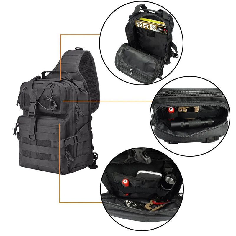 Military Backpack Tactical Assault Pack Crossbody Sling Bag Waterproof Rucksack Bag Outdoor Hiking Camping Pack Man Shoulder Bag