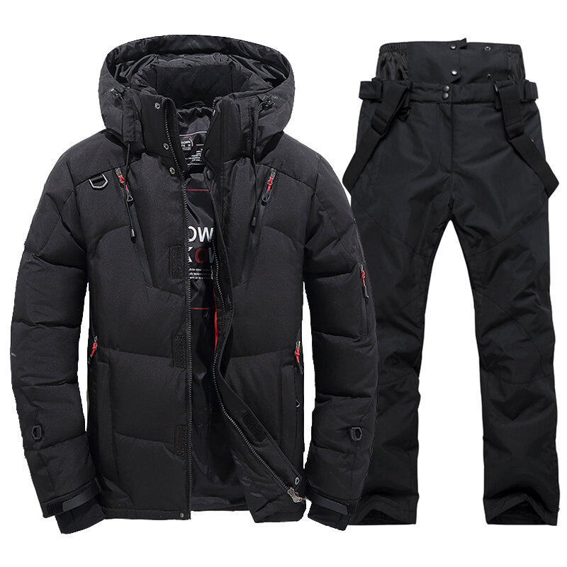 New Thermal Winter Ski Suit Men Windproof Skiing Down Jacket and Bibs Pants Set Male Snow Costume Snowboard Wear Overalls