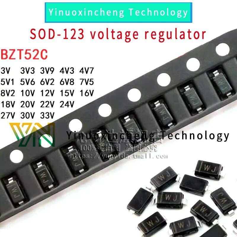 Regulador de voltaje SOD-200, BZT52C3V3 4V7 5V1 6V8 10V 12V 15V 16V 18V 20V, 123 unidades/lote