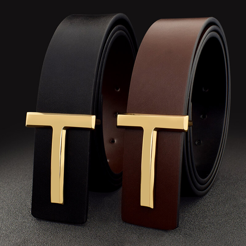 Cinturones de cuero genuino para hombre, hebilla deslizante con letras de alta calidad, marca famosa de lujo, 2023 cm, novedad de 3,8