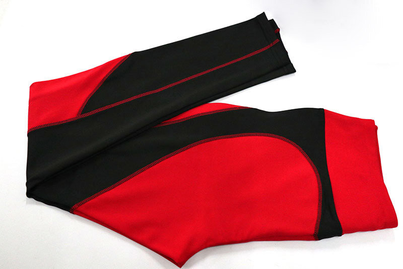 Mallas con forma de corazón para mujer, pantalones de cintura alta con estampado de retales, Leggings de Fitness elásticos de gran tamaño, Color rojo y negro, novedad