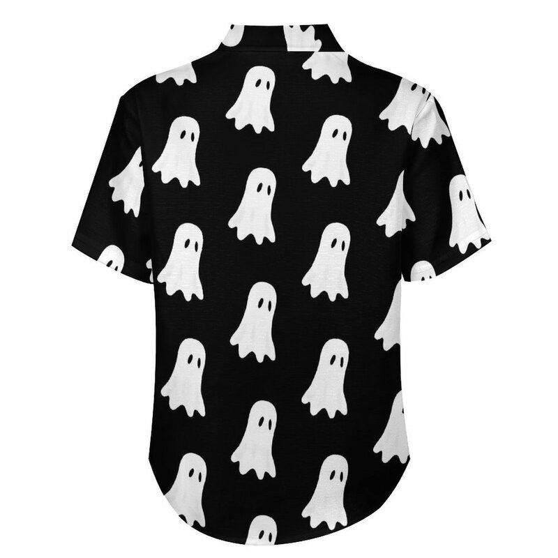 Witte Ghost Casual Shirts Schattig Halloween Vakantie Shirt Hawaiian Streetwear Blouses Man Print 3xl 4xl
