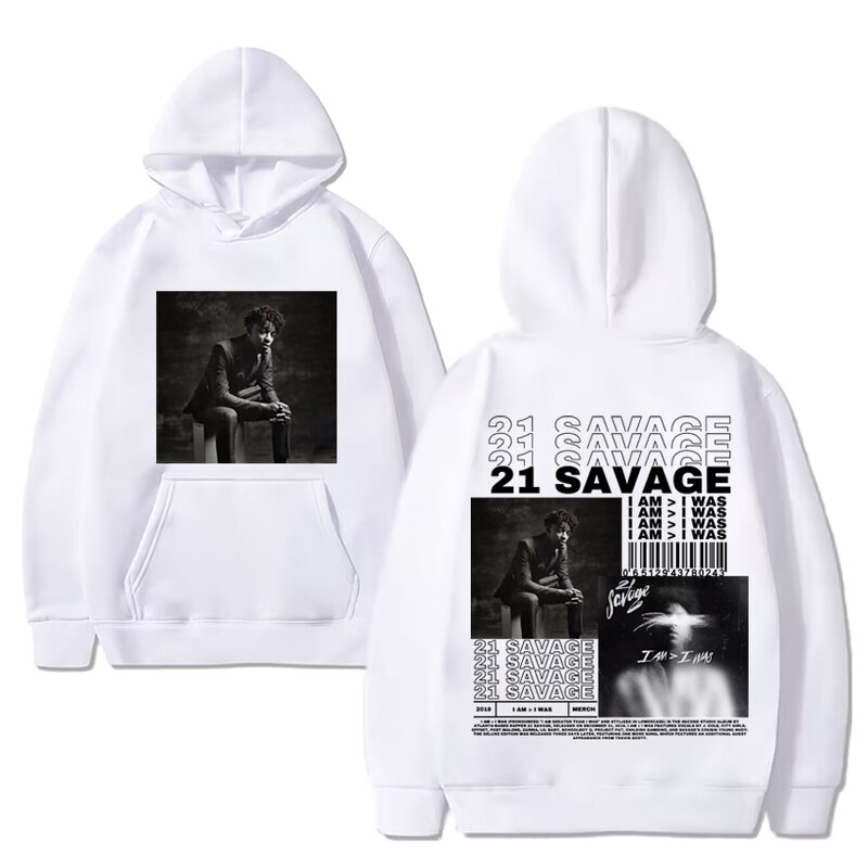 High Quality 21 Savage Album print Hoodies Unisex vintage New Hip Hop Oversized streetwear Men Women Fleece Long sleeve pullover