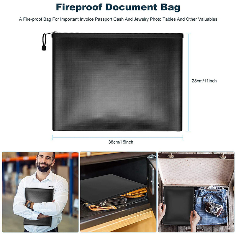 Fort Organizador documento seguro, Fireproof Bag, bolsa impermeável