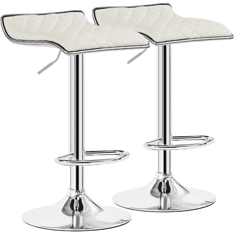 VECELO Adjustable Bar Stools Set of 2, Bar Height Stools for Kitchen Counter,White