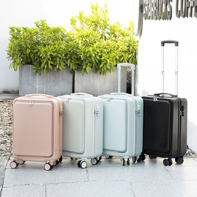 Женский чемодан PLUENLI, передняя открытая крышка, универсальная колесо, Студенческая тележка, боковая открытая крышка, мужской и женский чемодан для посадки