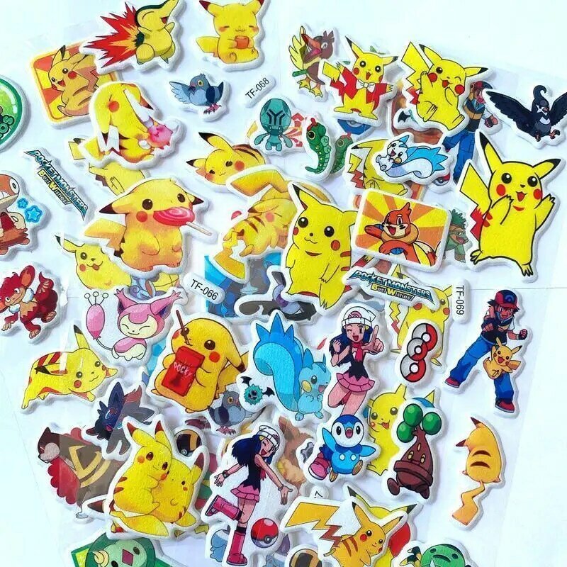 Autocollants à bulles 3D Pokemon Pikachu pour enfants, pâte à bulles de récompense de puzzle, animaux de compagnie mignons, elfe, dessin animé, cadeau, vente en gros