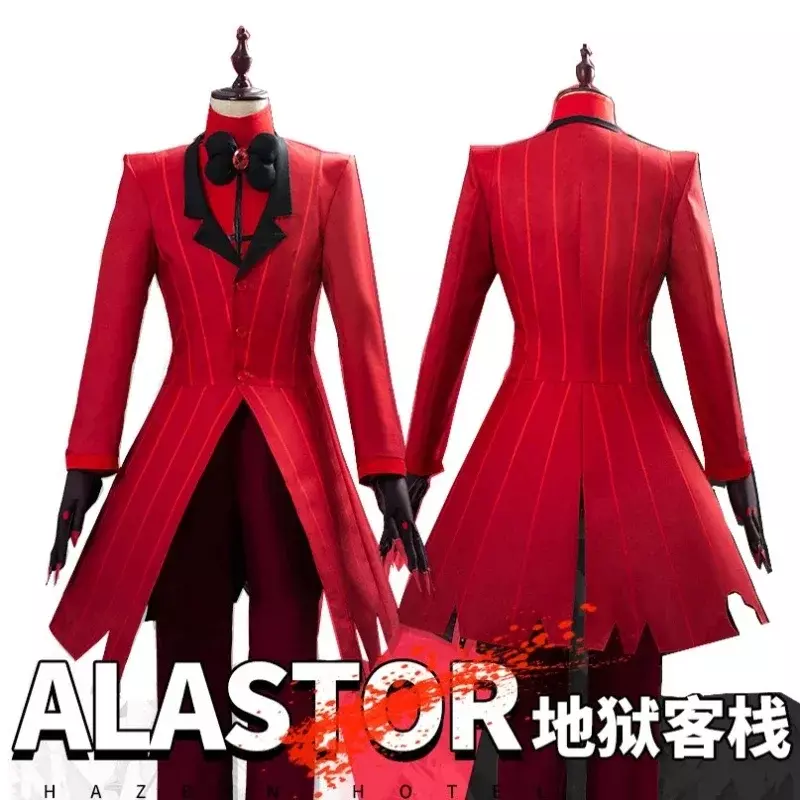 Hazbin Cosplay Hotel Uniform ALASTOR Cosplay Costume Adult Men Halloween Uniform Jacket Pants Costumes Red Suit Anime Cosplay