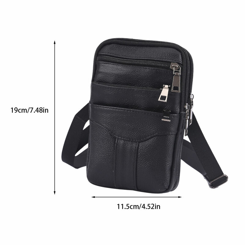 Men Waist Bag Zipper Multi Pocket Replacement Single Shoulder Crossbody Smart Phone Earbud Storage Pack Pouch Brown