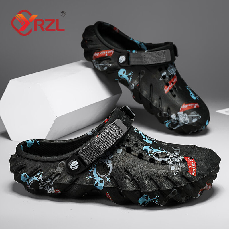 YRZL Sandals Mens Summer Shoes Graffiti Non-slip Wear-resistant Sandal Comfortable High Quality Beach Outdoor Slippers for Men
