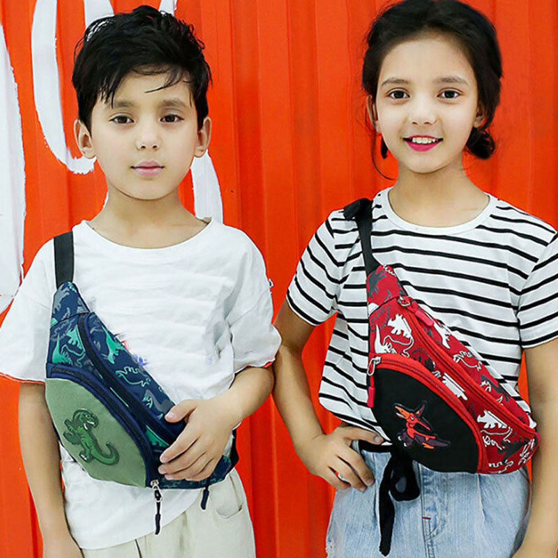 Kid Waist Bag For Girl Boy Cute Fanny Cartoon Dinosaur Chest Children Belt Bag Money Pouch Baby Zipper Waist Pack Bag