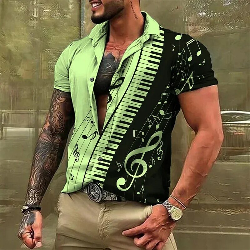 Camisa masculina de manga curta com lapela, camisa de férias, casual, primavera e verão, ao ar livre, nova moda, XL, 2023