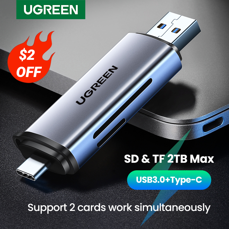 Ugreen Kaart Lezer Usb3.0 & Usb C Naar Sd Microsd Tf Thunderbolt 3 Voor Pc Laptop Accessoires Smart Memory Cardreader Sd Card Adapter