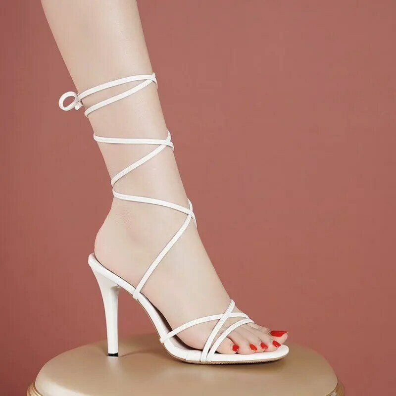 Sandálias Cross Strap Stiletto, Salto Alto, Sapatos de Dama de honra, Casamento, Banquete, Festa, Elegante, Sexy, Moda Verão, Nova Chegada, 2024