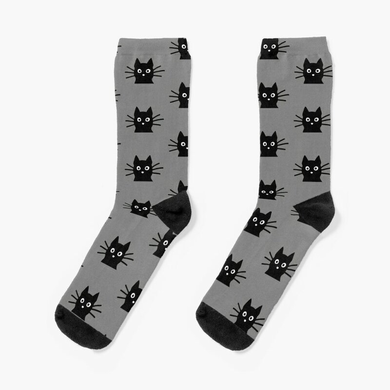 Носки с изображением черного кота, подарок на день Святого Валентина, велосипедные мужские носки, женские носки