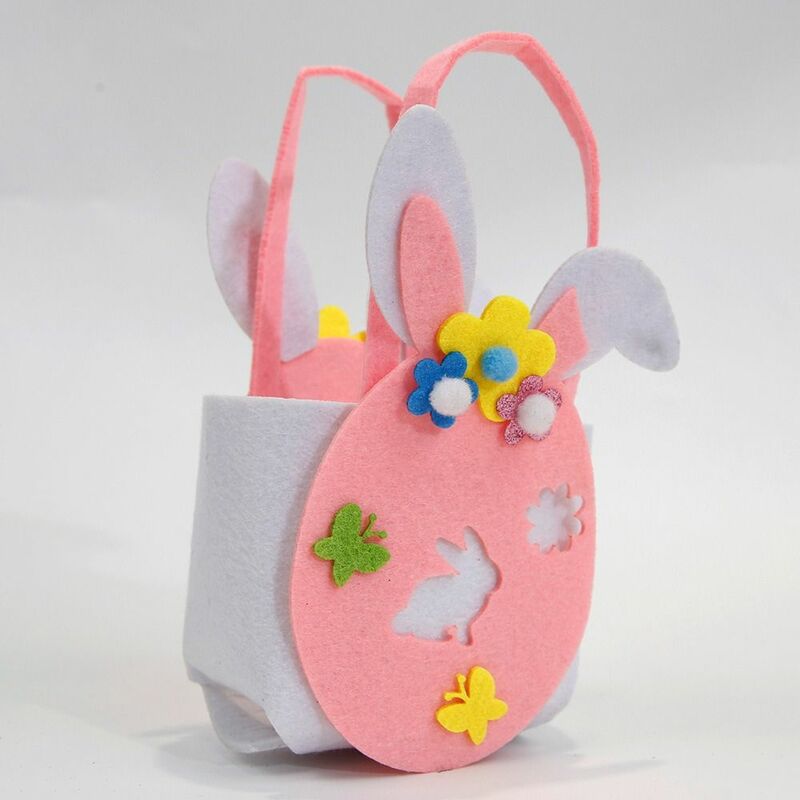Tas tangan kain non-tenun Paskah Mainan Kerajinan anak warna-warni tas tangan kartun Paskah ember penyimpanan kelinci