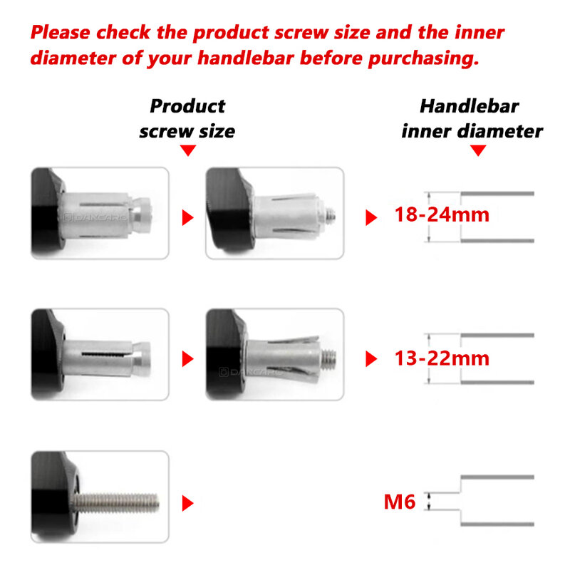 2pcs/set 13/16mm Motorcycle Expansion Screw Handguard Handlebar End Plugs Screw Universal Handle Bar Expand Screws Accessories