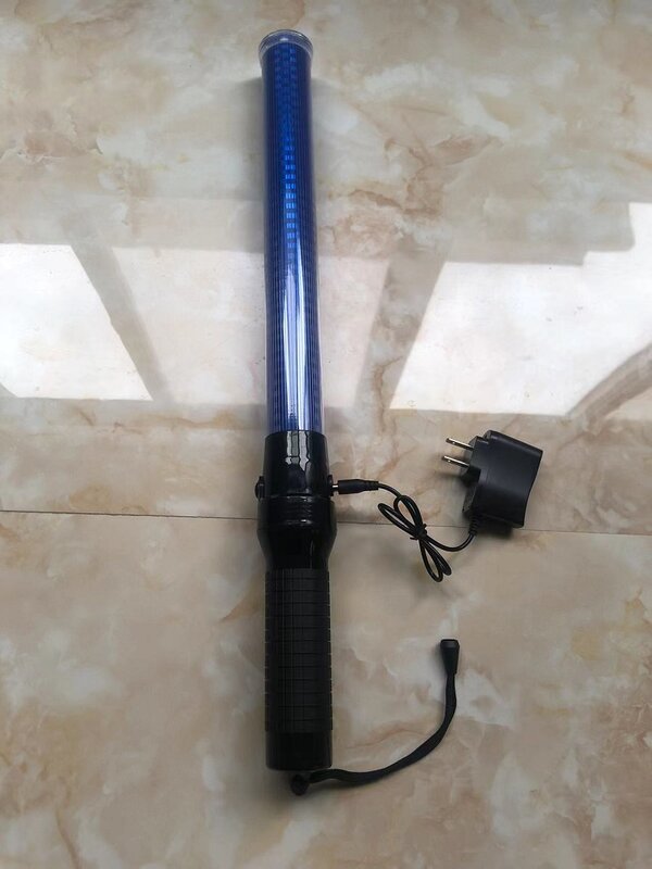 내장형 충전식 LED 파란색 경고등, 형광 지팡이, 교통 배턴, 540mm